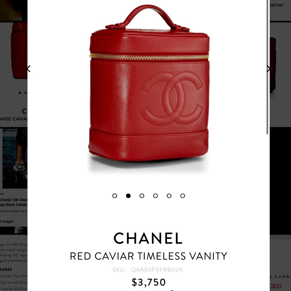 RARE ✨ 90s red caviar Chanel vanity bag top handle